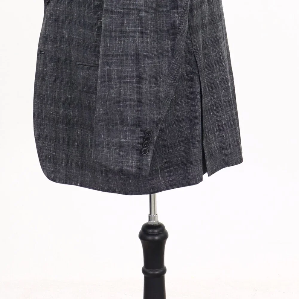 Joseph Abboud 46R Gray Check 2-Button Sport Coat Blazer Jacket G788